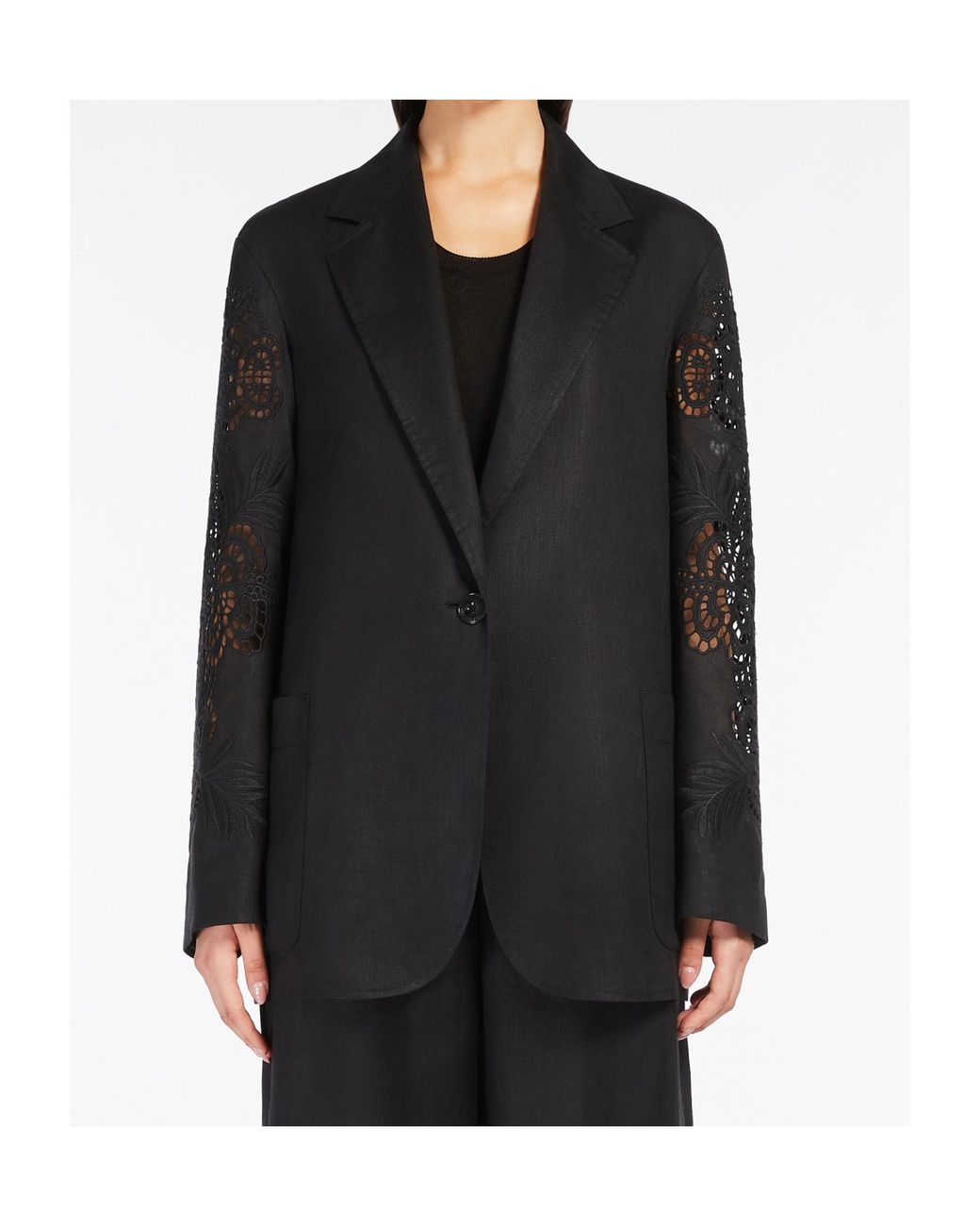 Max Mara Black Studio Angizia Embroidered Oversized Jacket