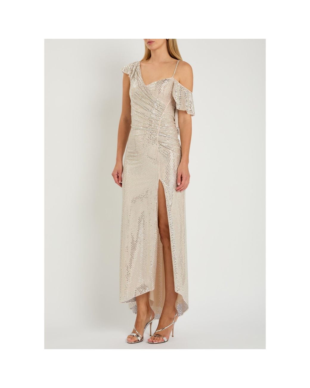 Self-Portrait White Sequin Embellished Mesh Skirt