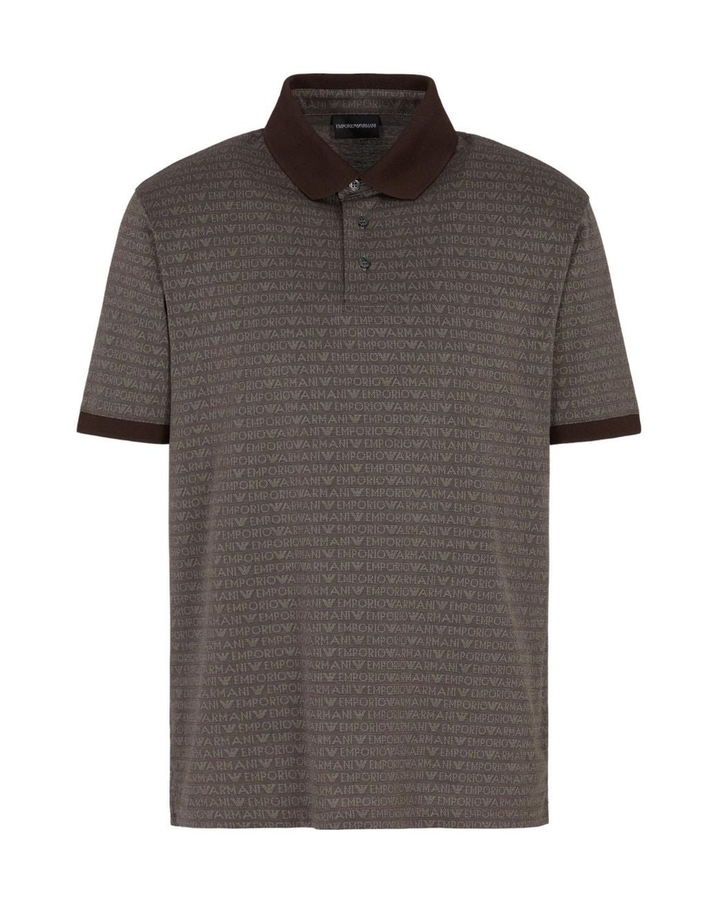 Emporio Armani Gray Allover Subtle Pattern Shortsleeve Polo Shirt for men
