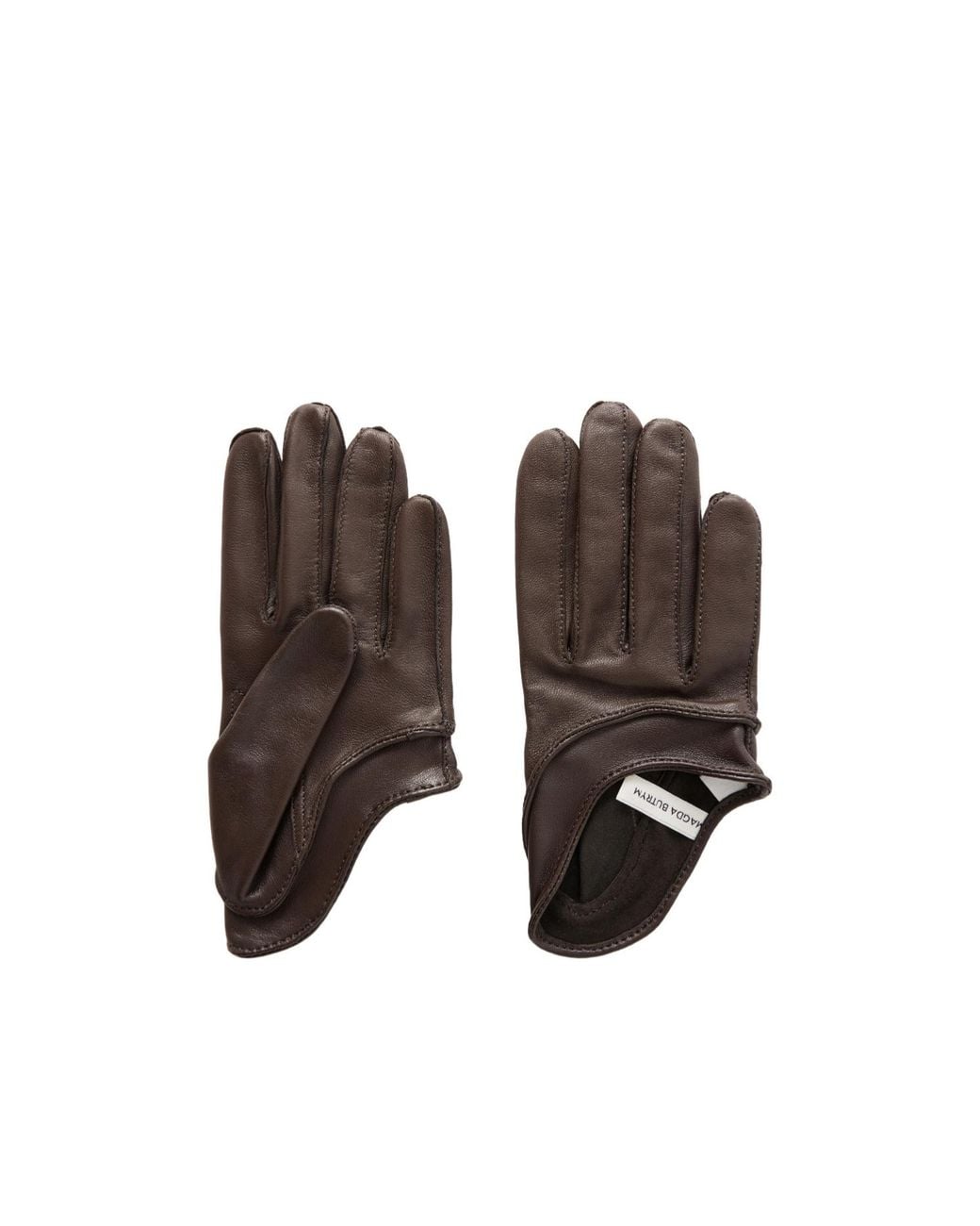 Magda Butrym Brown Leather Paneled Gloves