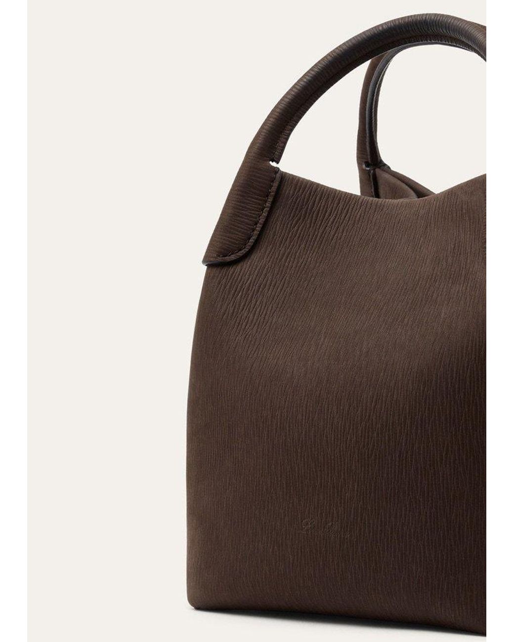 Loro Piana Brown Small Bale Leather Tote Bag