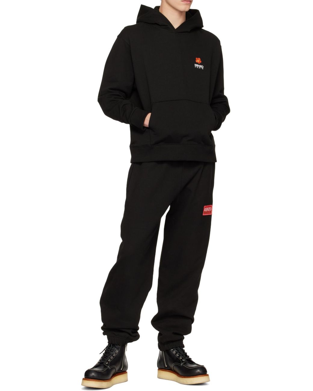 KENZO Black Logo Patch Sweatpants for men