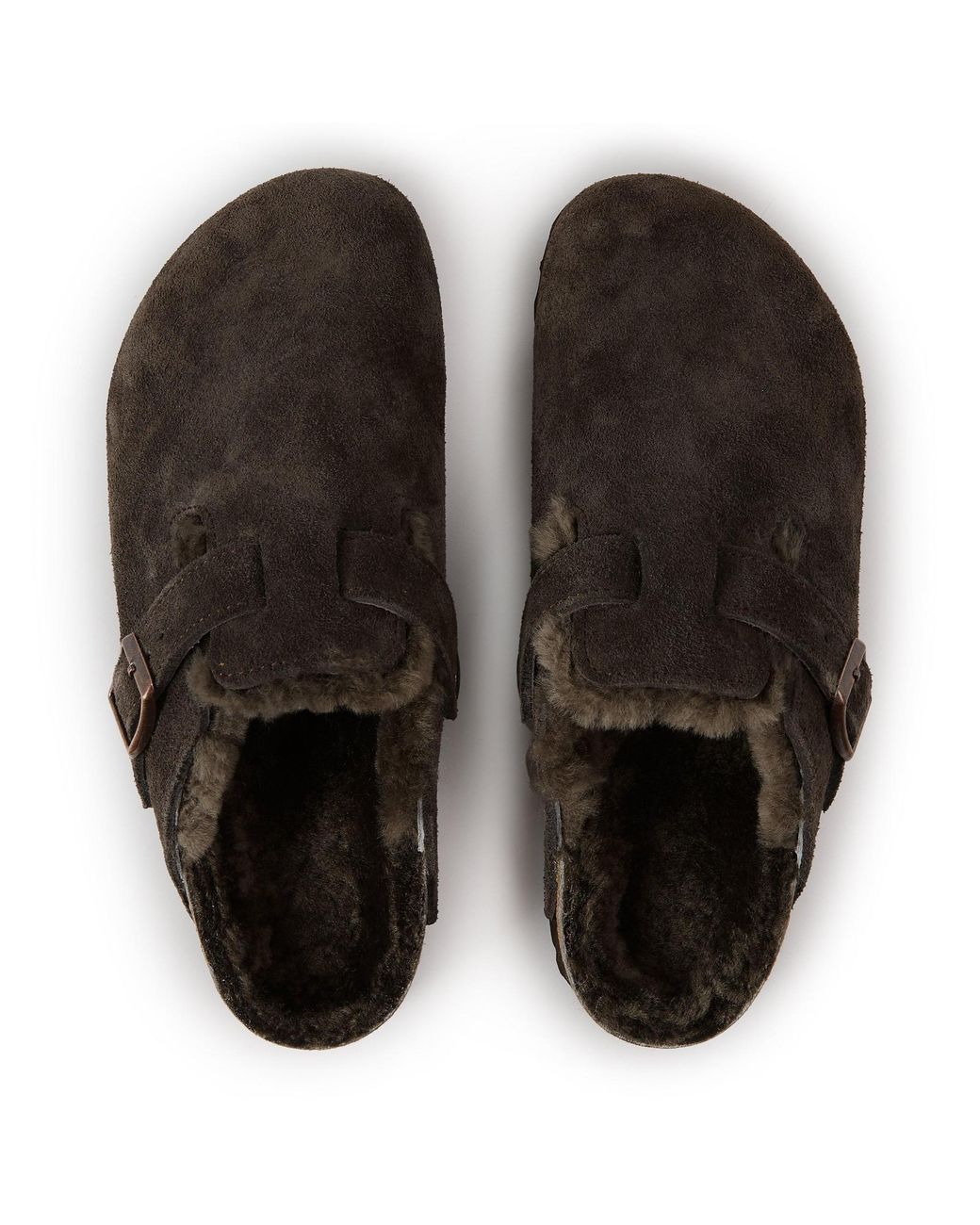 Birkenstock Brown Velvet-Lined Closed-Toe Mules