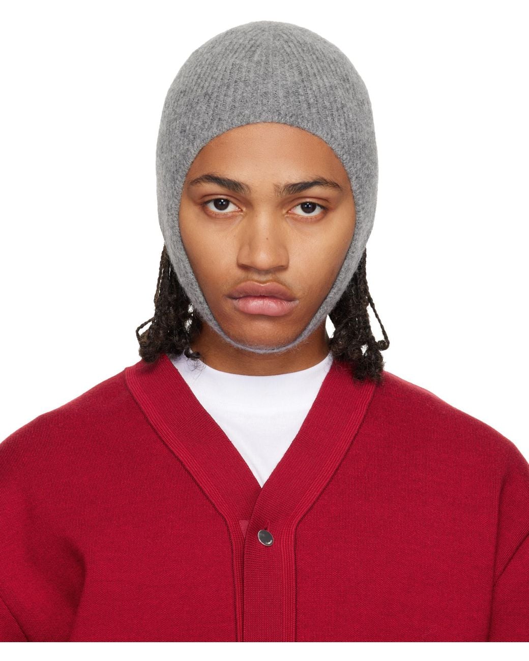 Jacquemus Gray La Capuche Gros Grain Knitted Hat for men