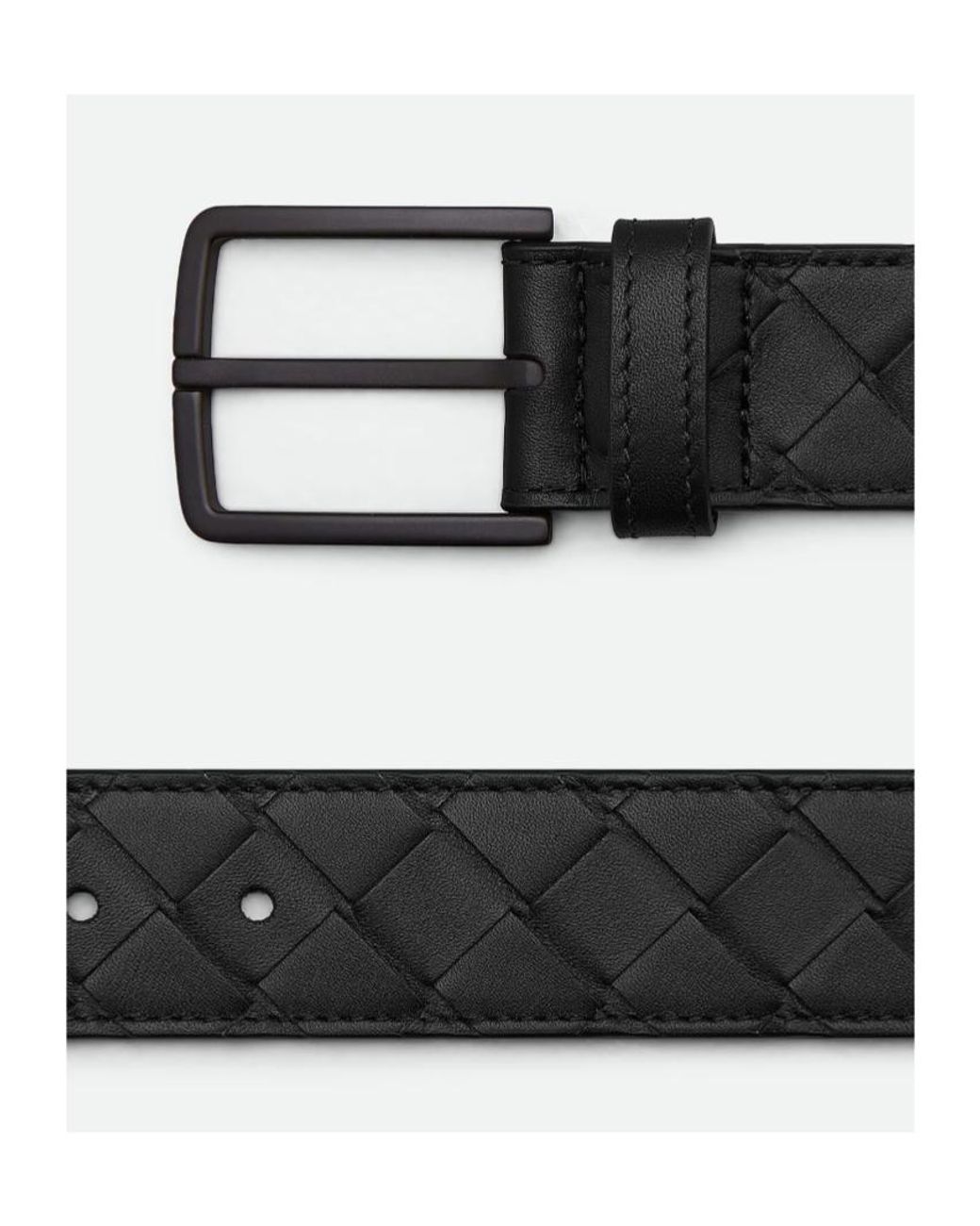 Bottega Veneta Black Woven Buckled Belt for men