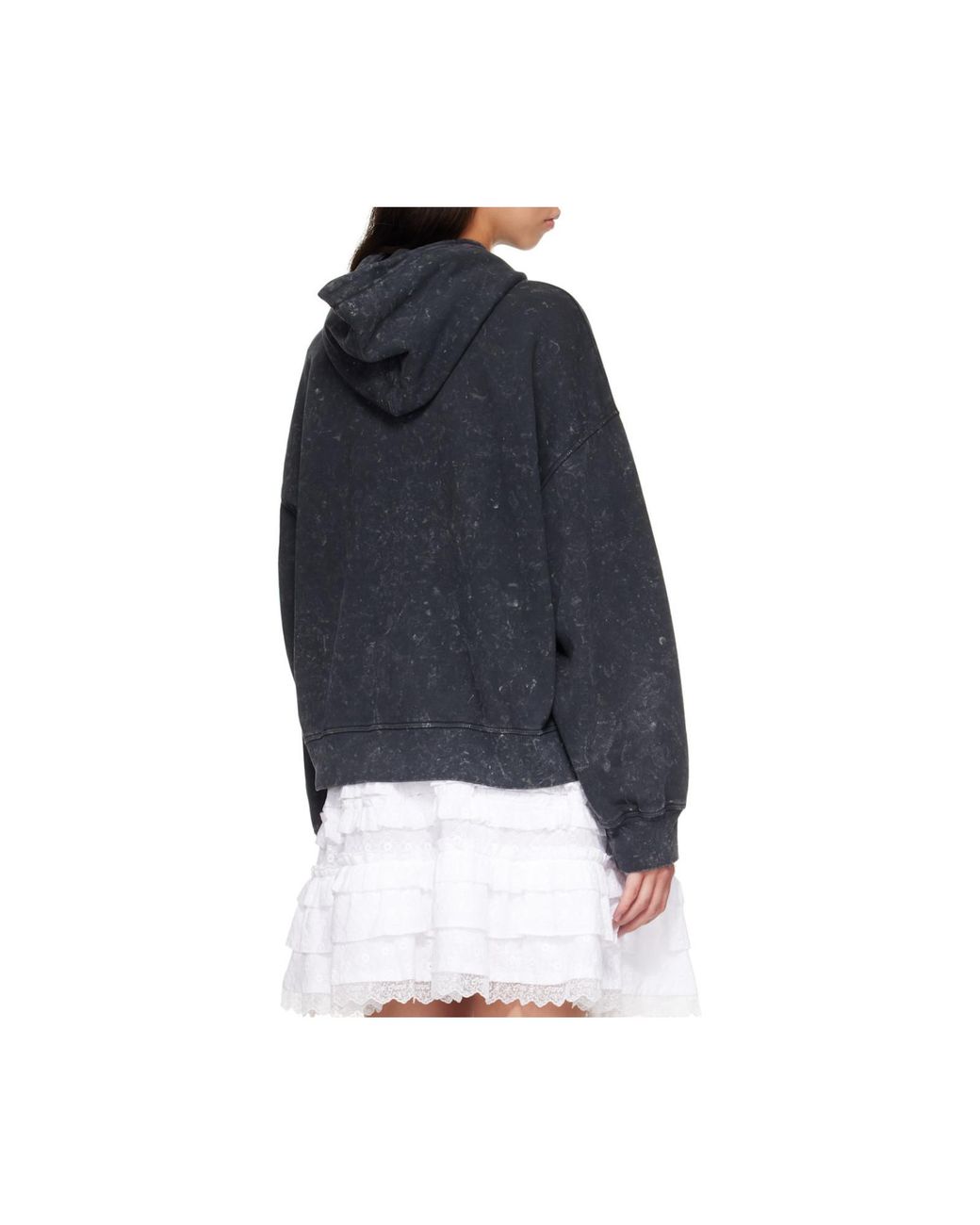 Ganni Black Isoli Cropped Printed Hoodie