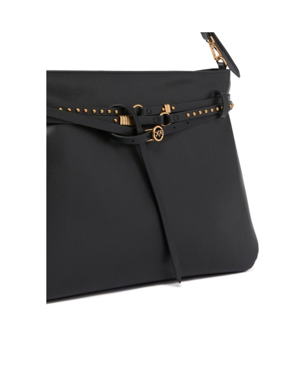 Pinko Black Belt Large Shoulder Bag