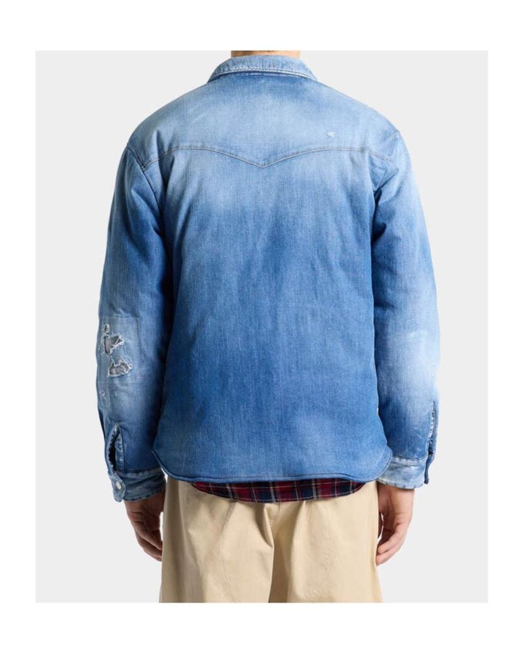 DSquared² Blue Padded Denim Shirt for men