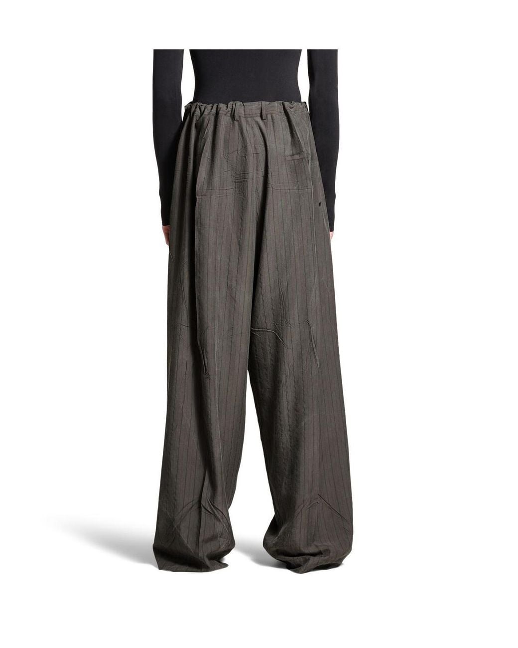 Balenciaga Gray Pinstriped Fluid Tailored Pants for men