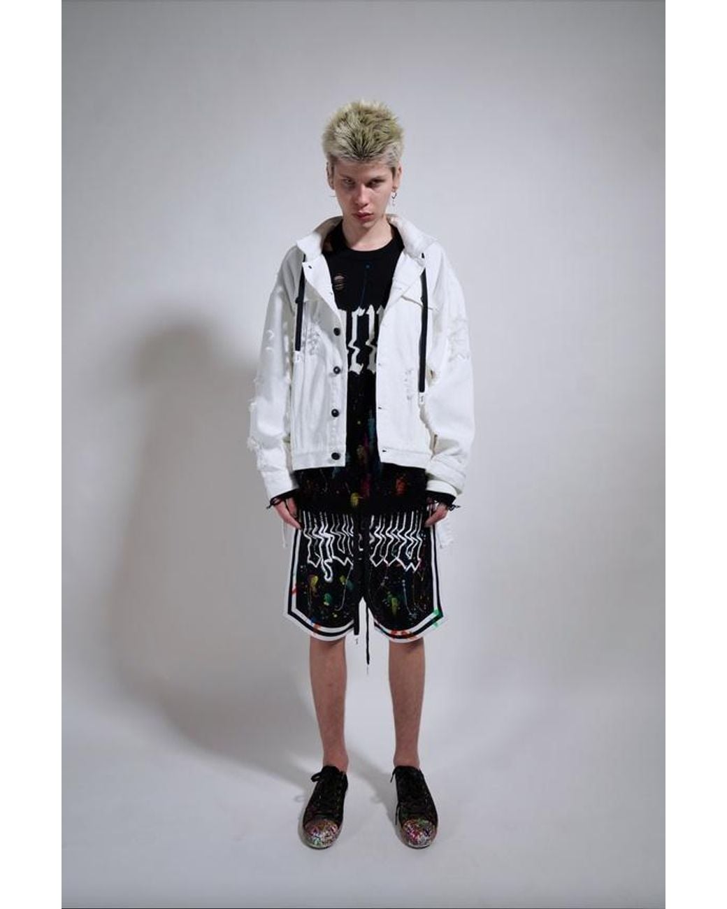 Haculla Black Painted Basketball Shorts for men