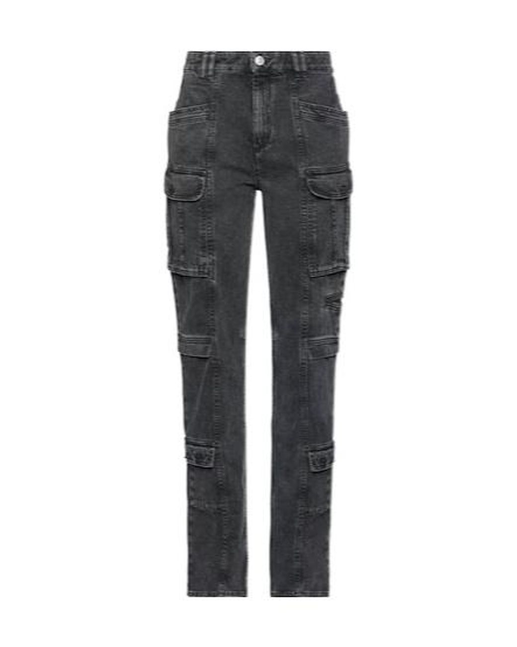 Isabel Marant Gray High-Waisted Straight-Leg Jeans