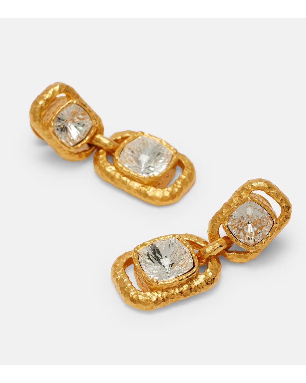 Oscar de la Renta Metallic Crystal-Embellished Drop Earrings
