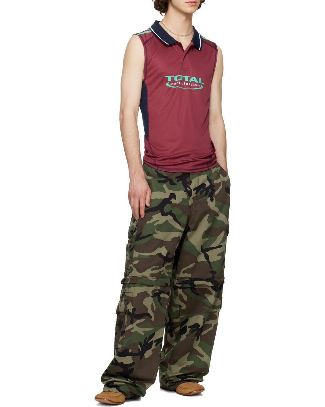 Martine Rose Red Shrunken Stretch Football Vest for men