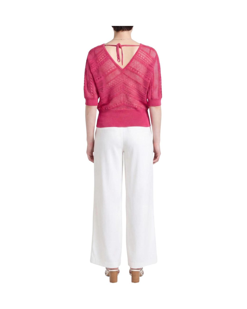 MAX&Co. Pink Solid-Colored Lightweight Knit Top