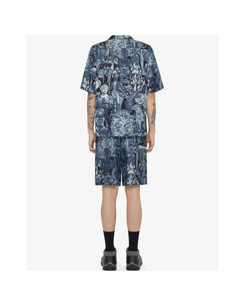 Givenchy Blue Hubert Objects Print Short-Sleeve Shirt for men