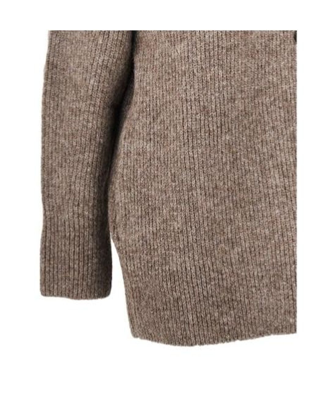 Emporio Armani Brown Boteh Capsule Ribbed-Knit High-Neck Cardigan