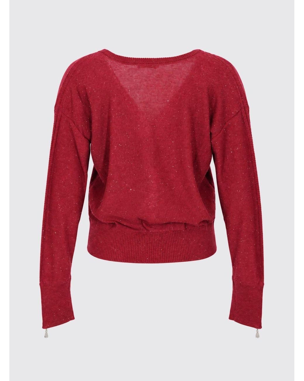 Patrizia Pepe Red Cropped Button Cardigan