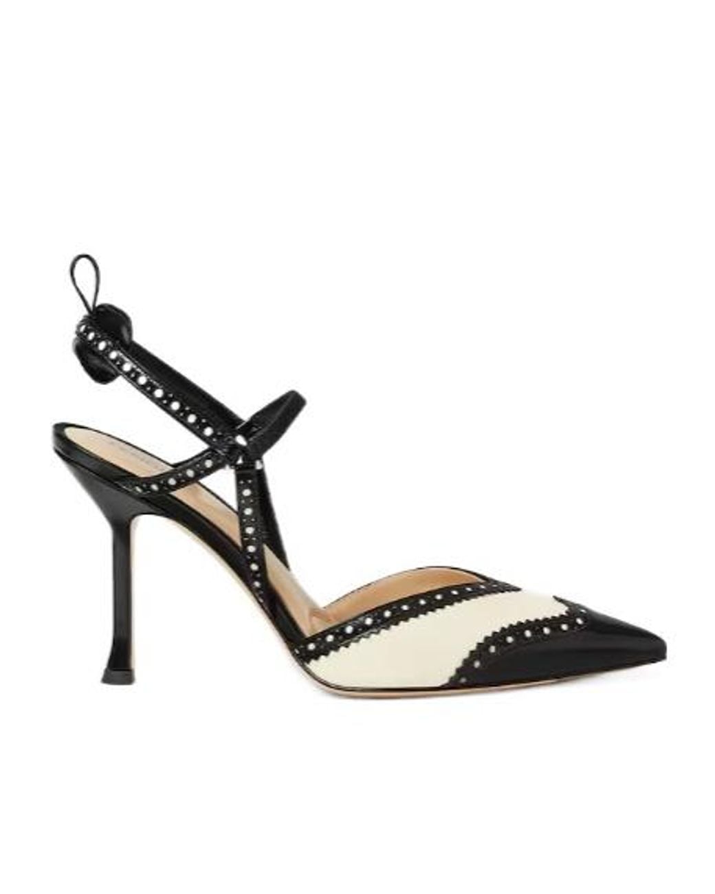 Fendi Metallic Colibrì Brogues High-Heeled Parchment And Leather Slingbacks