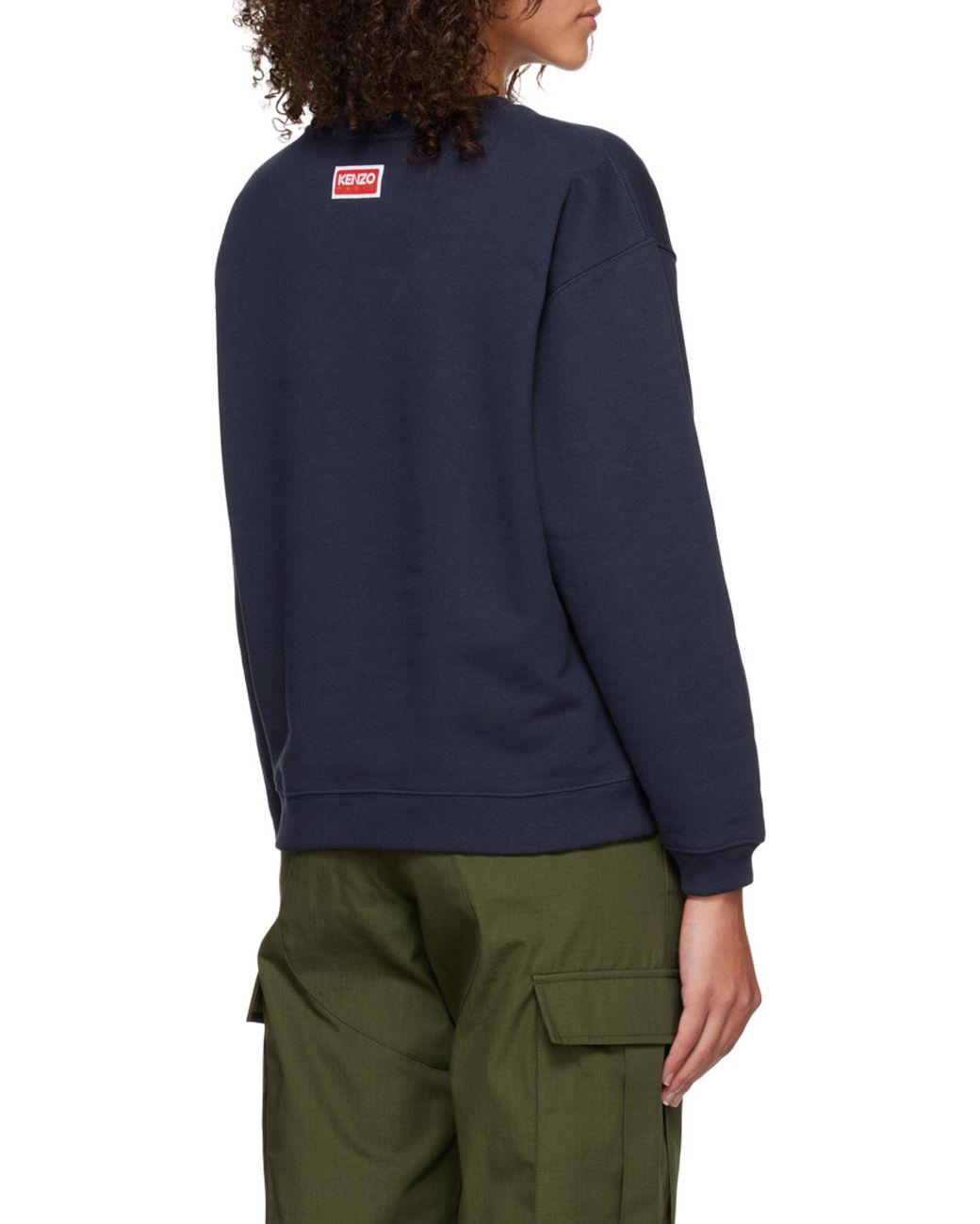 KENZO Blue Logo Printed Crewneck Sweatshirt