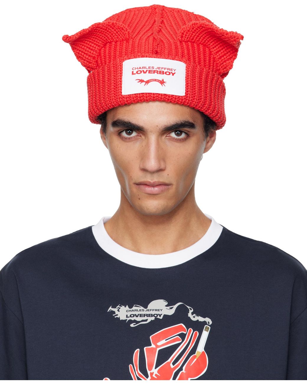 charlesjeffreyloverboy Blue Ears-Detail Beanie for men