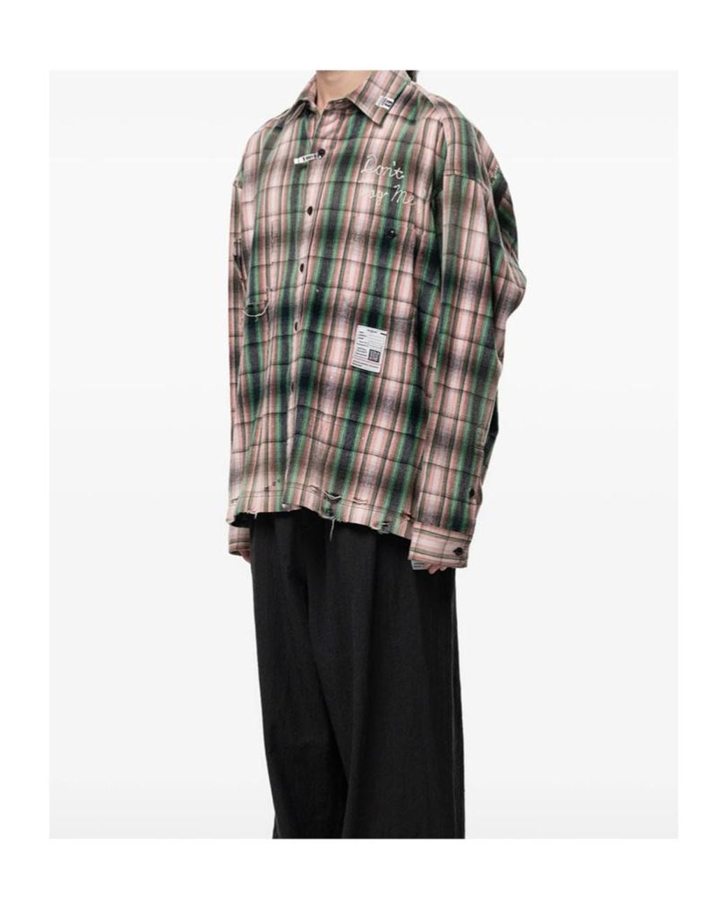 Maison Mihara Yasuhiro Gray Checked Embroidered Shirt for men