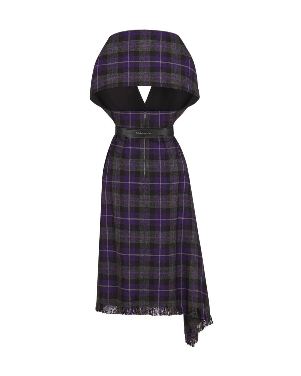 Dior Blue Christian Mid-Length Belted Dress