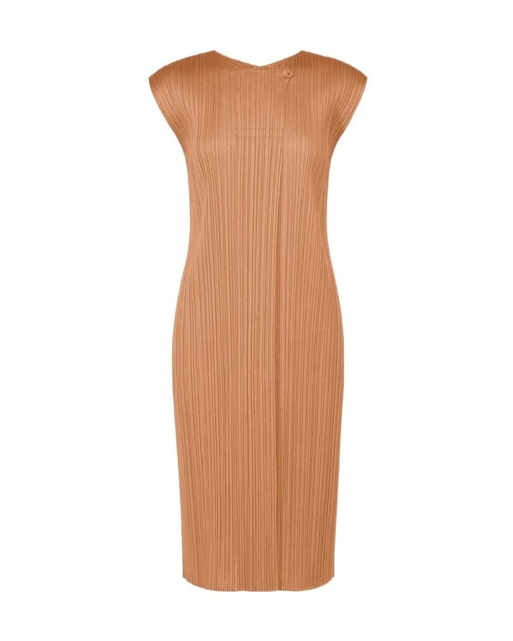 Pleats Please Issey Miyake Brown Pleated Dress