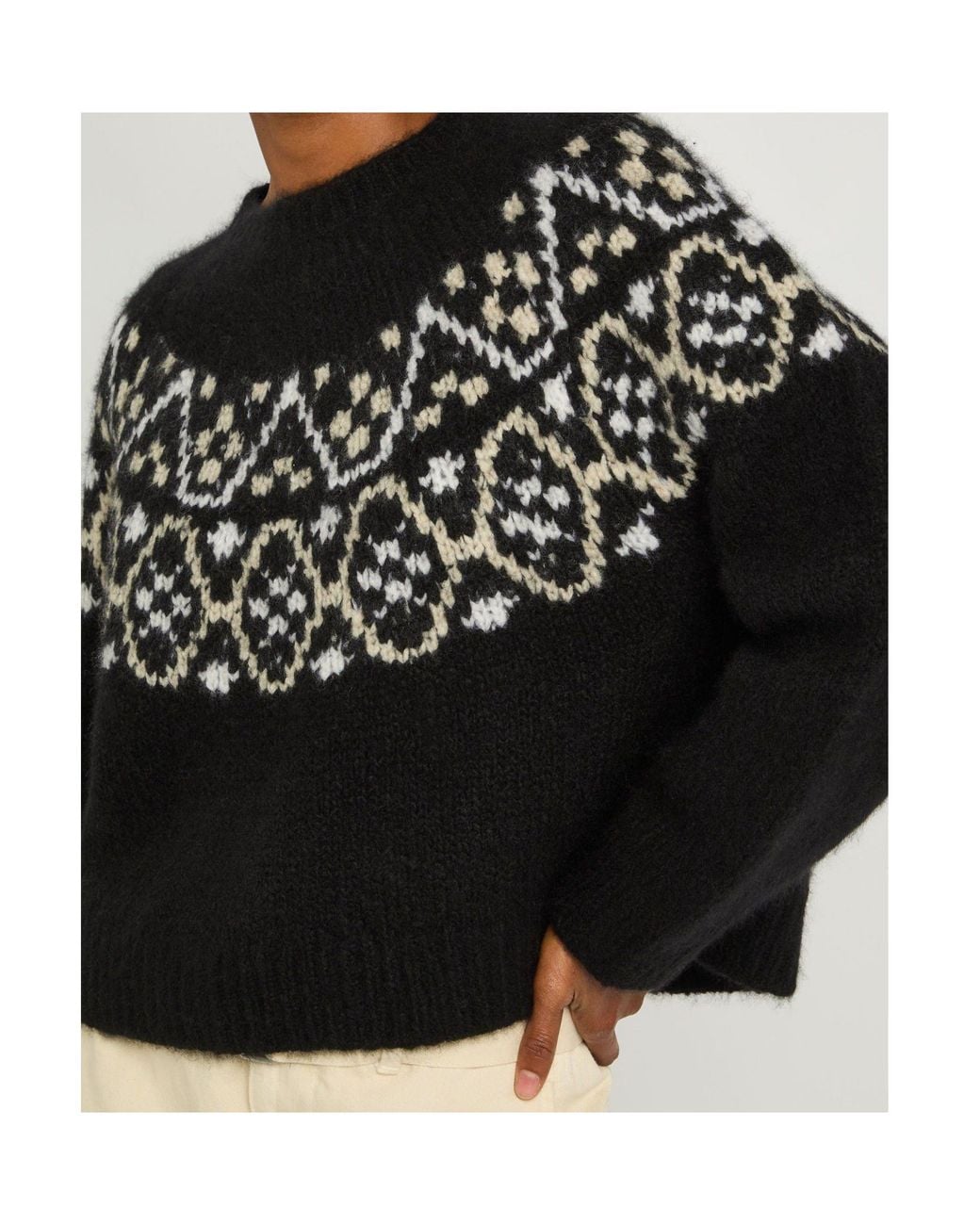 Nili Lotan Black Fair Isle Pattern Sweater