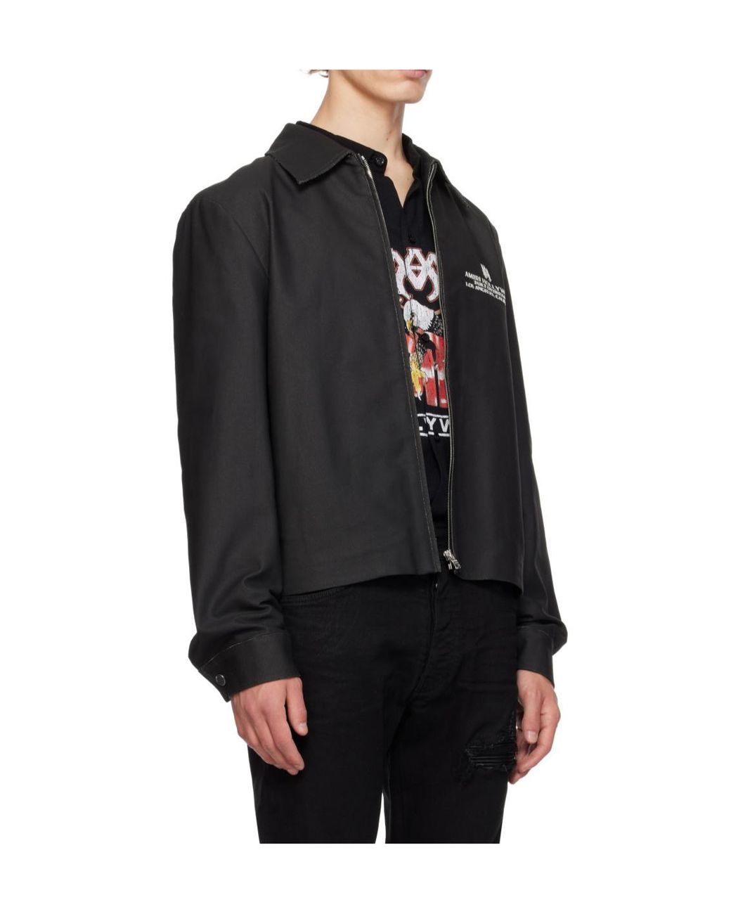 Amiri Black Logo Zip-Up Jacket for men