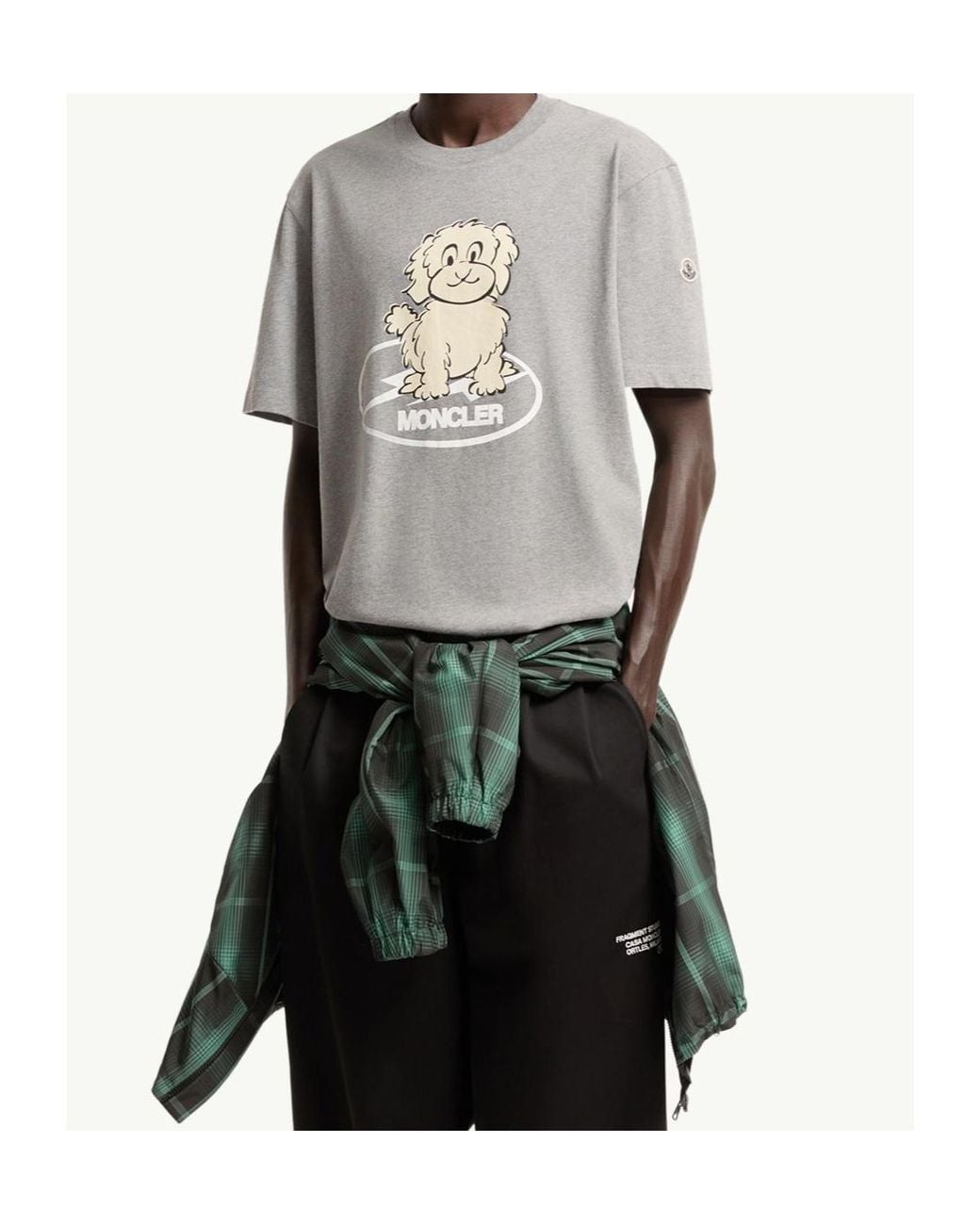 Moncler Gray X Fragment Dog Print Cotton T-Shirt for men