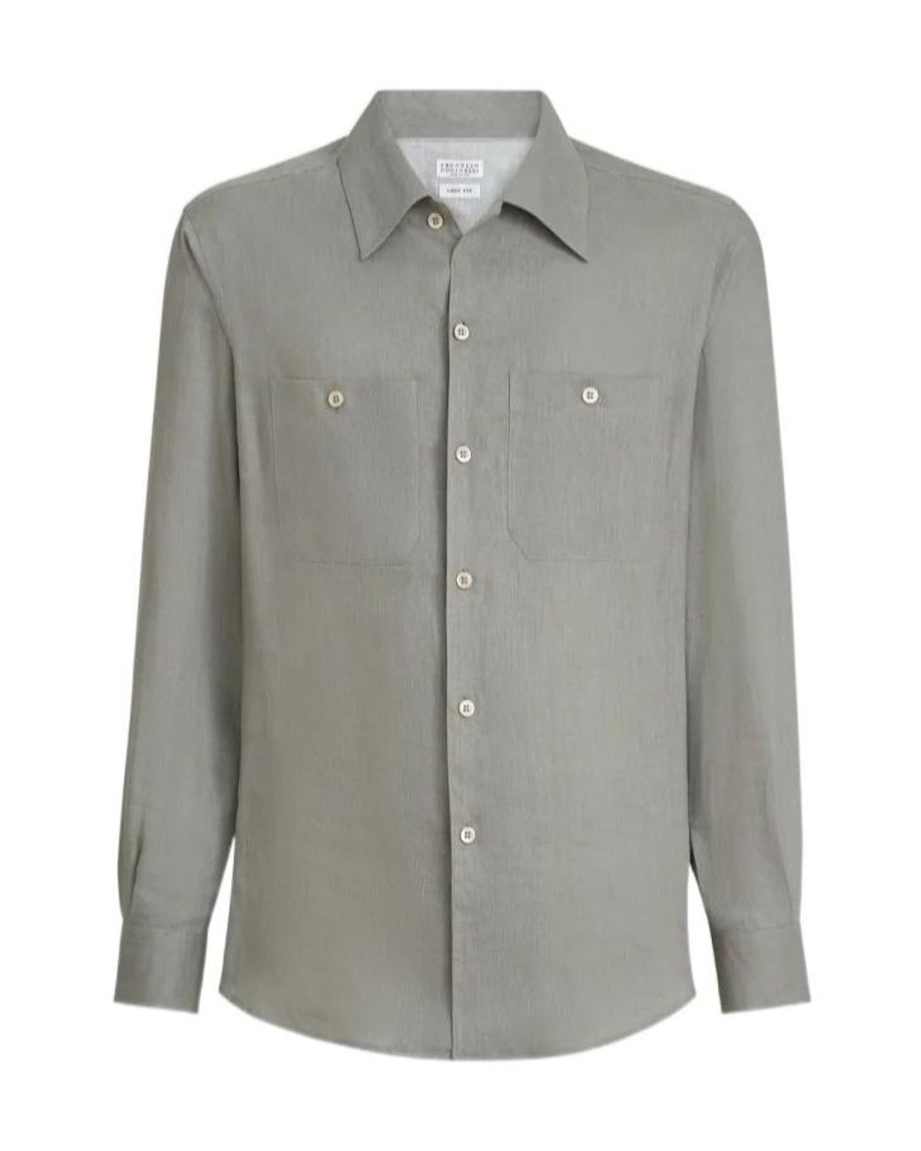 Brunello Cucinelli Gray Pocket Detailed Easy Fit Shirt for men