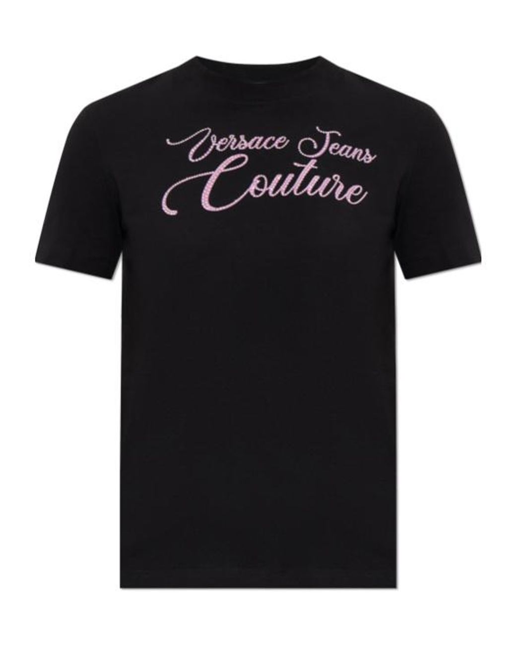 Versace Jeans Black Couture Rhinestone Embellished Crewneck T-Shirt