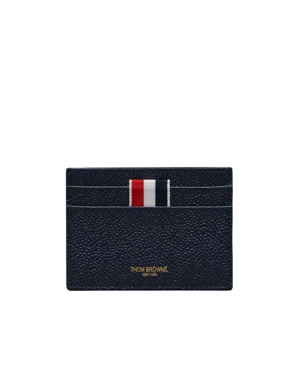 Thom Browne Blue Pebbled-Leather Card Holder for men