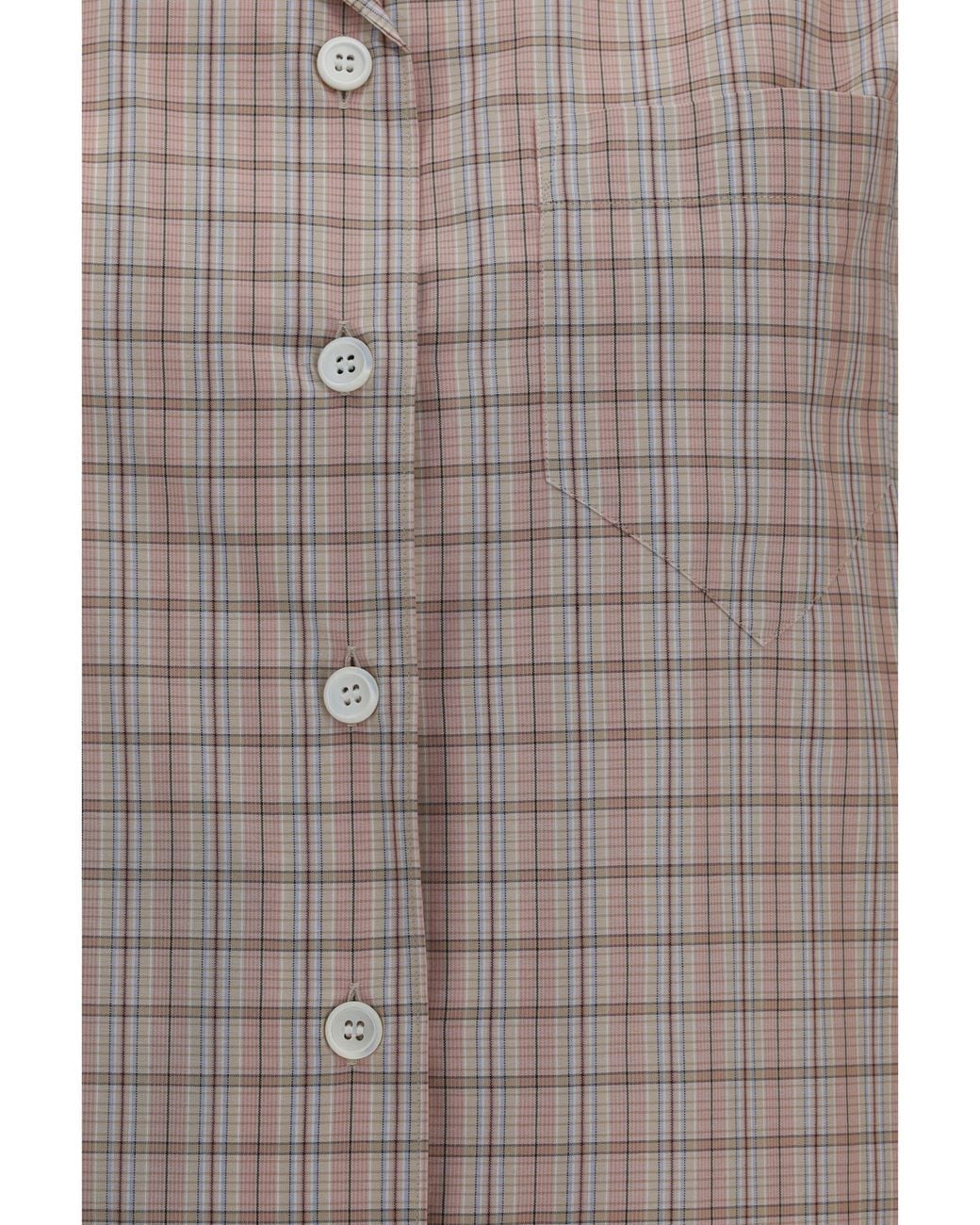 Prada Natural Short Sleeved Checked Shirt
