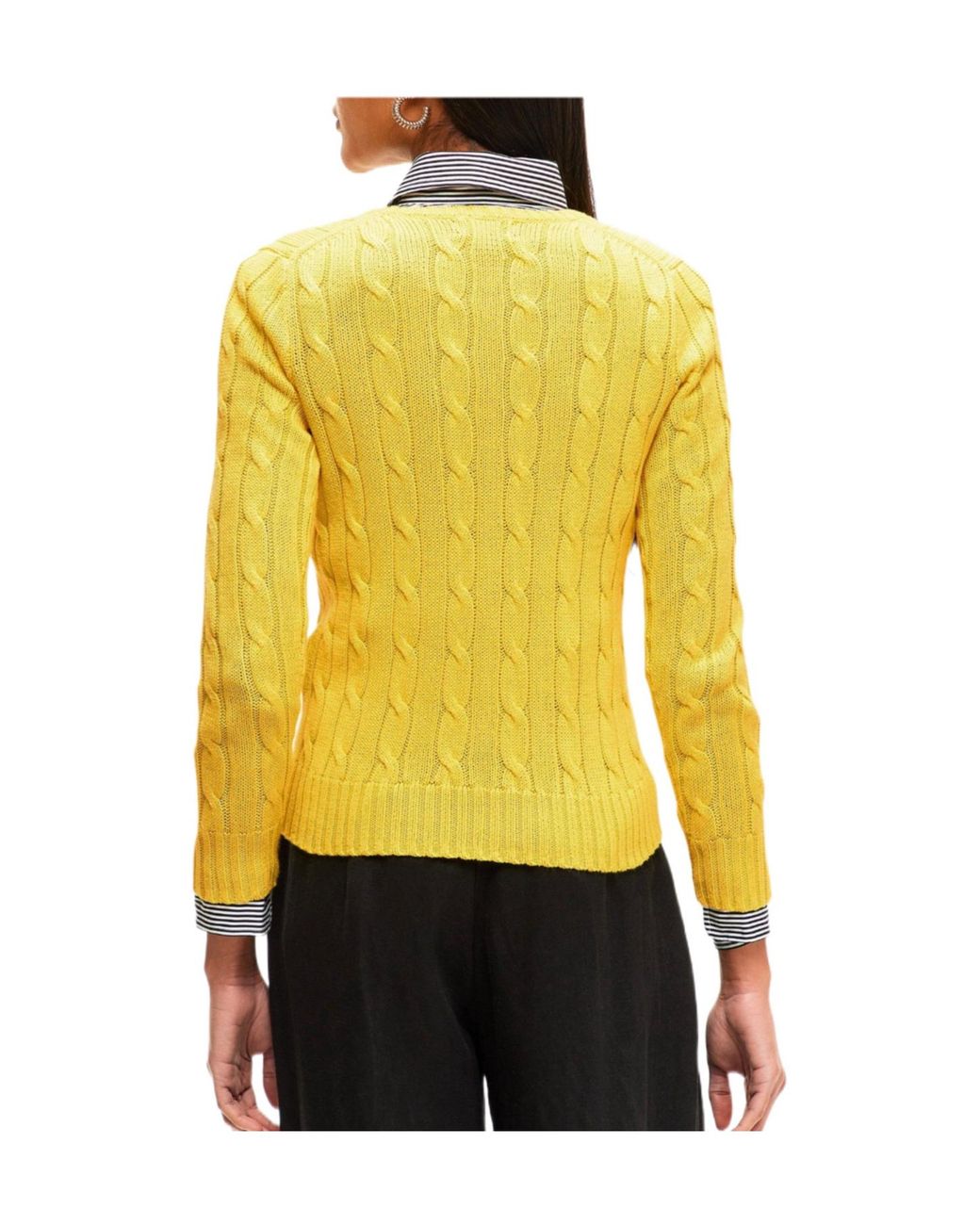 Polo Ralph Lauren Yellow Cable-Knit V-Neck Jumper