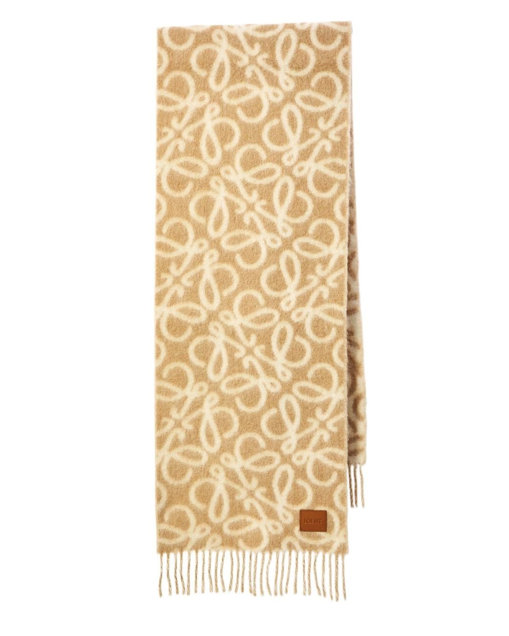 Loewe Metallic Anagram Intarsia Fringed Scarf