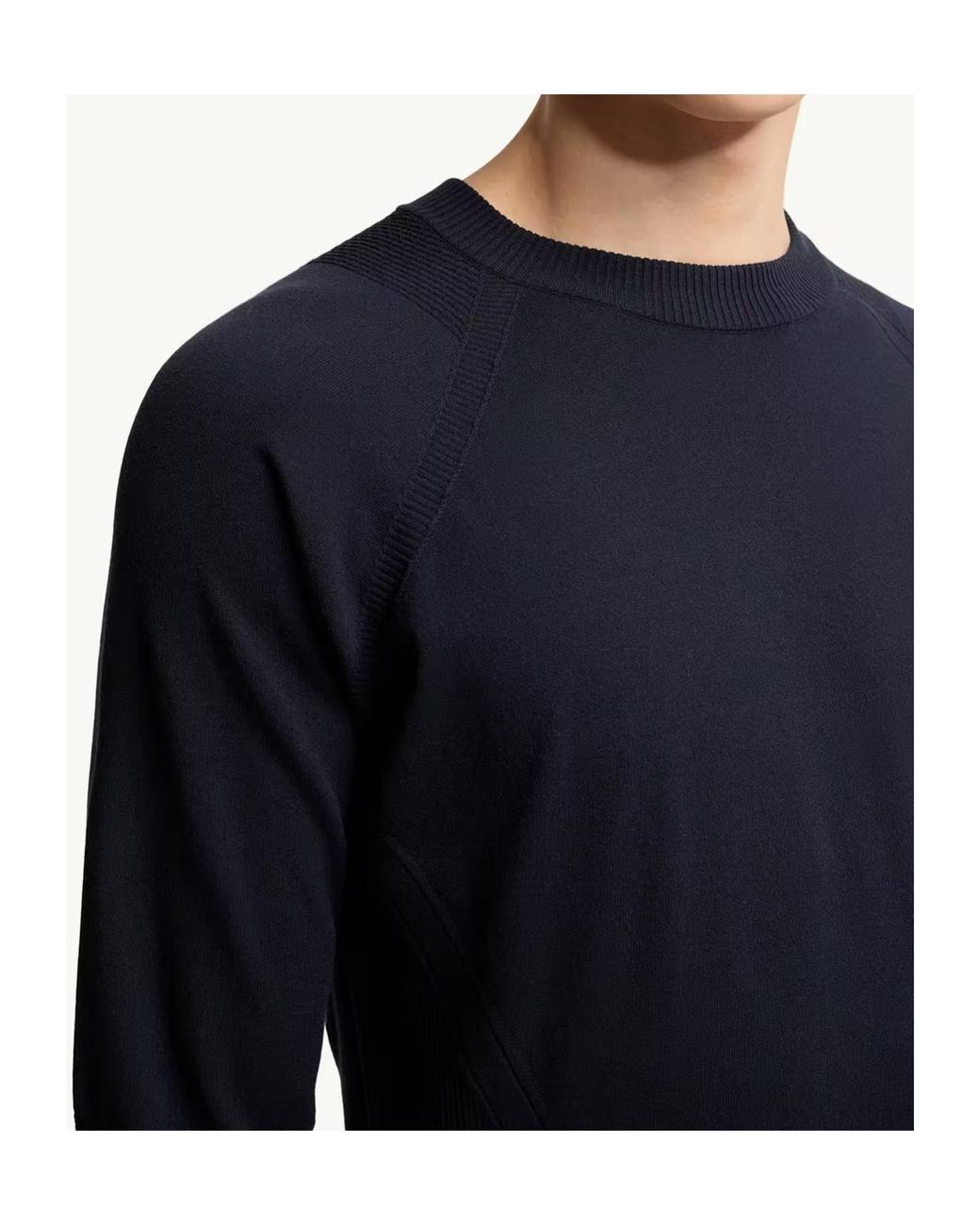 Moncler Blue Grenoble Ribbed Crewneck Knitted Jumper for men