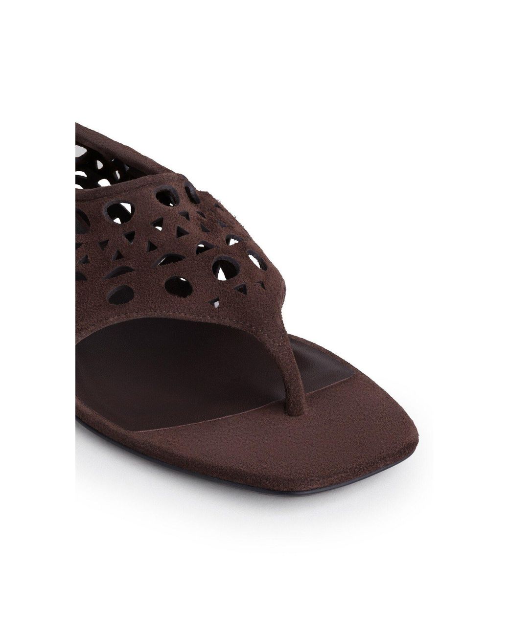 Alaïa Brown Vienne Laser-Cut Suede Sandals
