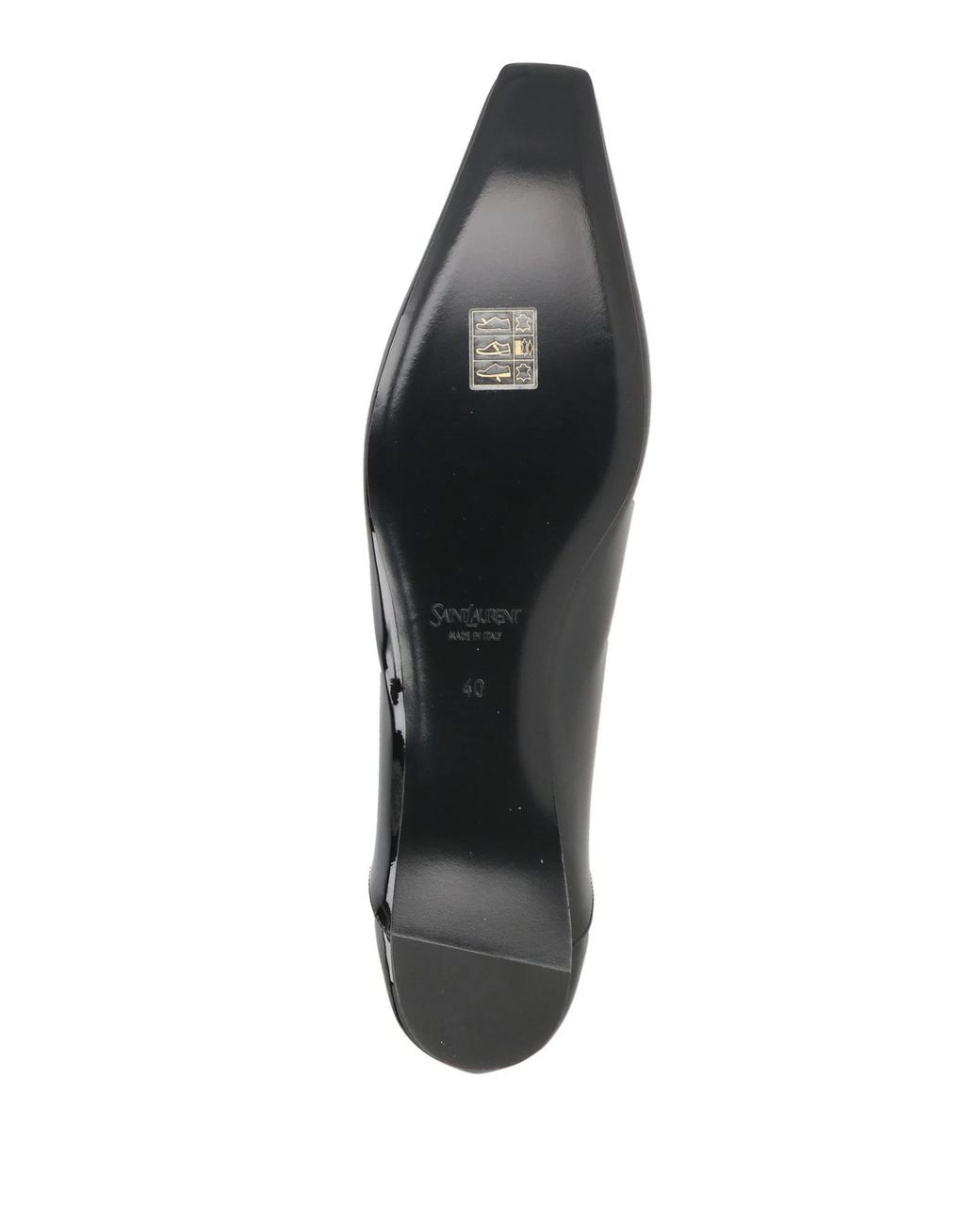 Saint Laurent Black Square-Toe Patent Leather Ballet Flats