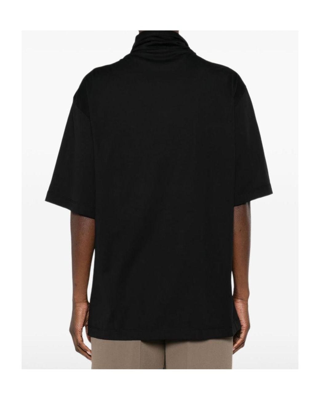 Lemaire Black Roll-Neck Straight Hem T-Shirt