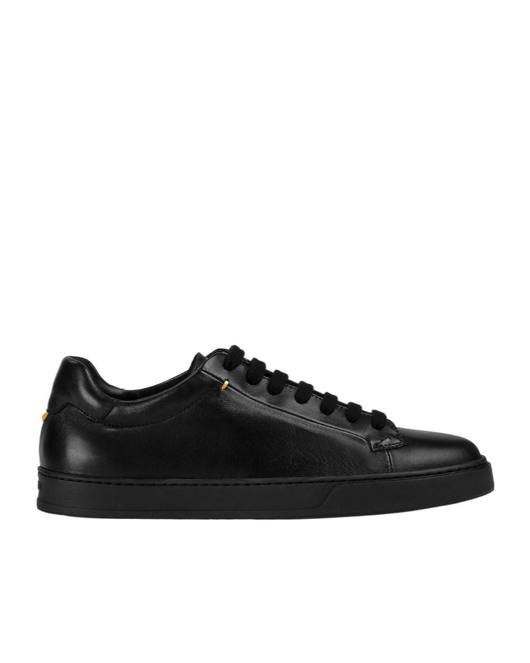 Doucal's Black Memory Foam Low-Top Sneakers for men