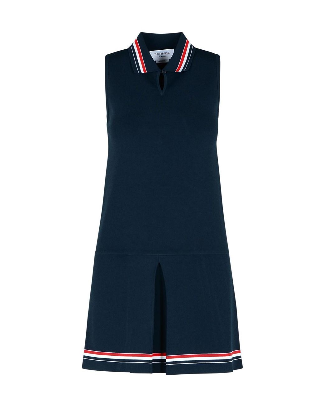 Thom Browne Blue Pleated Sleeveless Dress