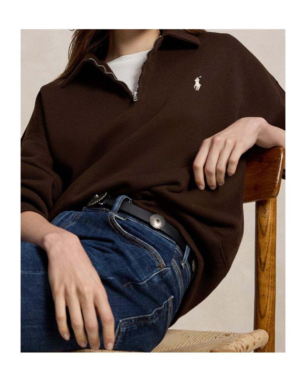 Polo Ralph Lauren Brown High-Neck Sweatshirt