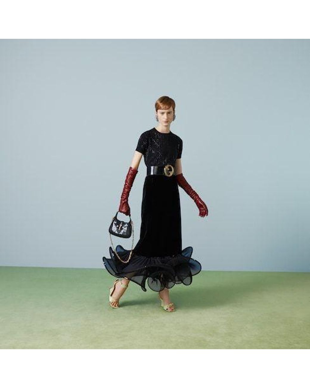 Gucci Black Fine Wool Gg Crystal Top