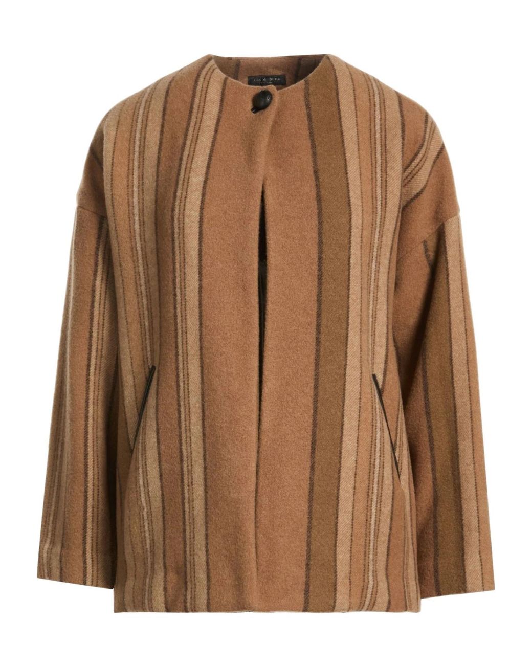 Rag & Bone Brown Long Striped Single- Coat