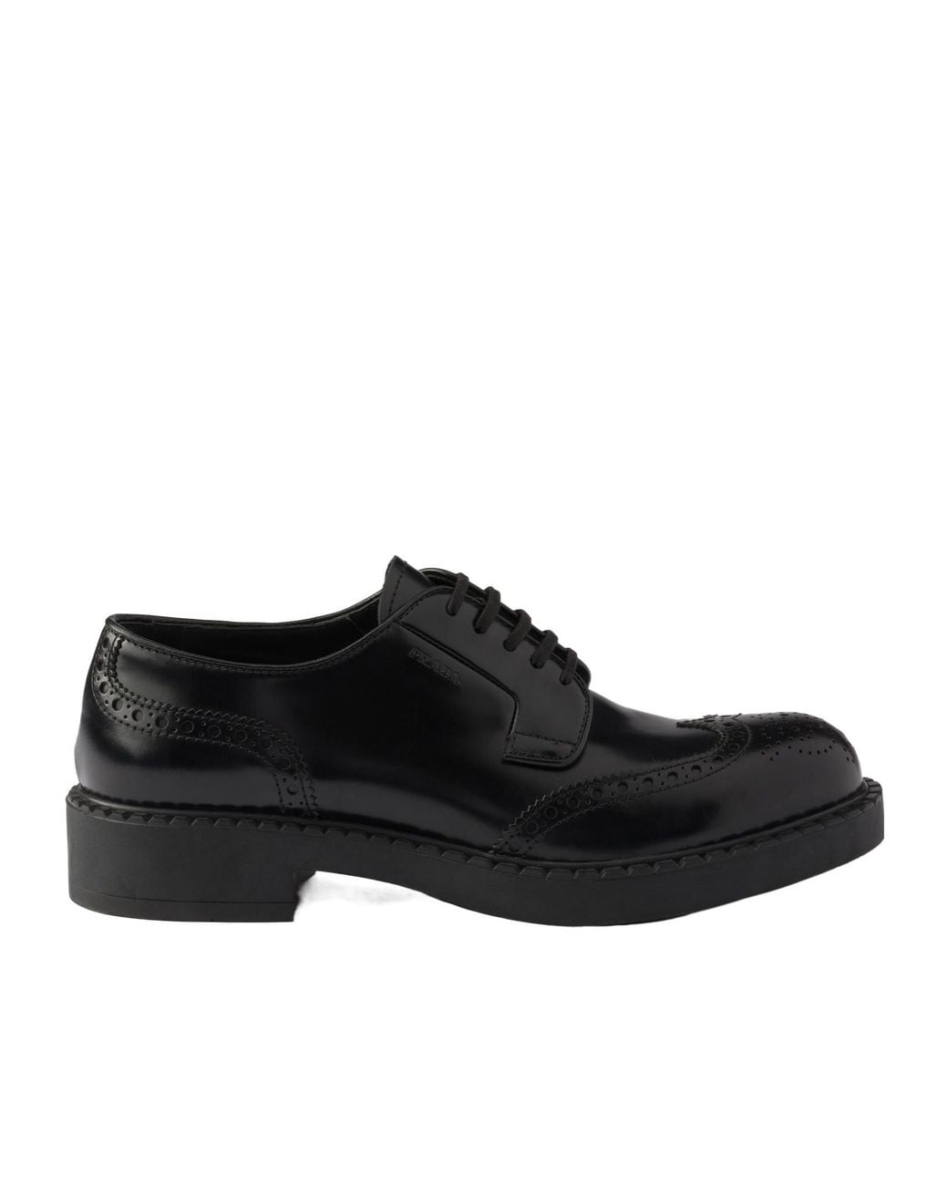 Prada Black Chocolate Brushed Leather Derby Brogues for men