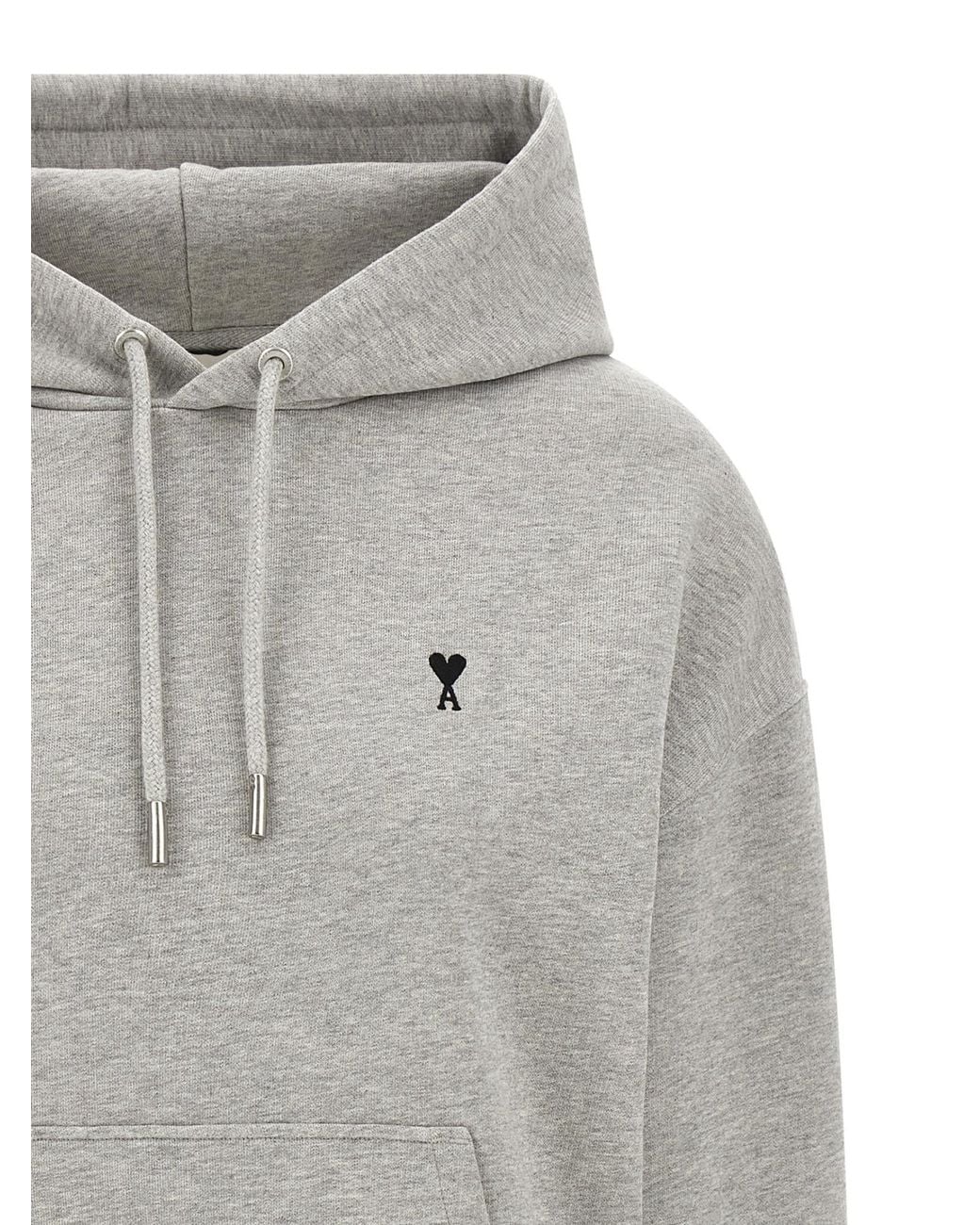 AMI Gray Ami De Coeur Drawstring Hoodie