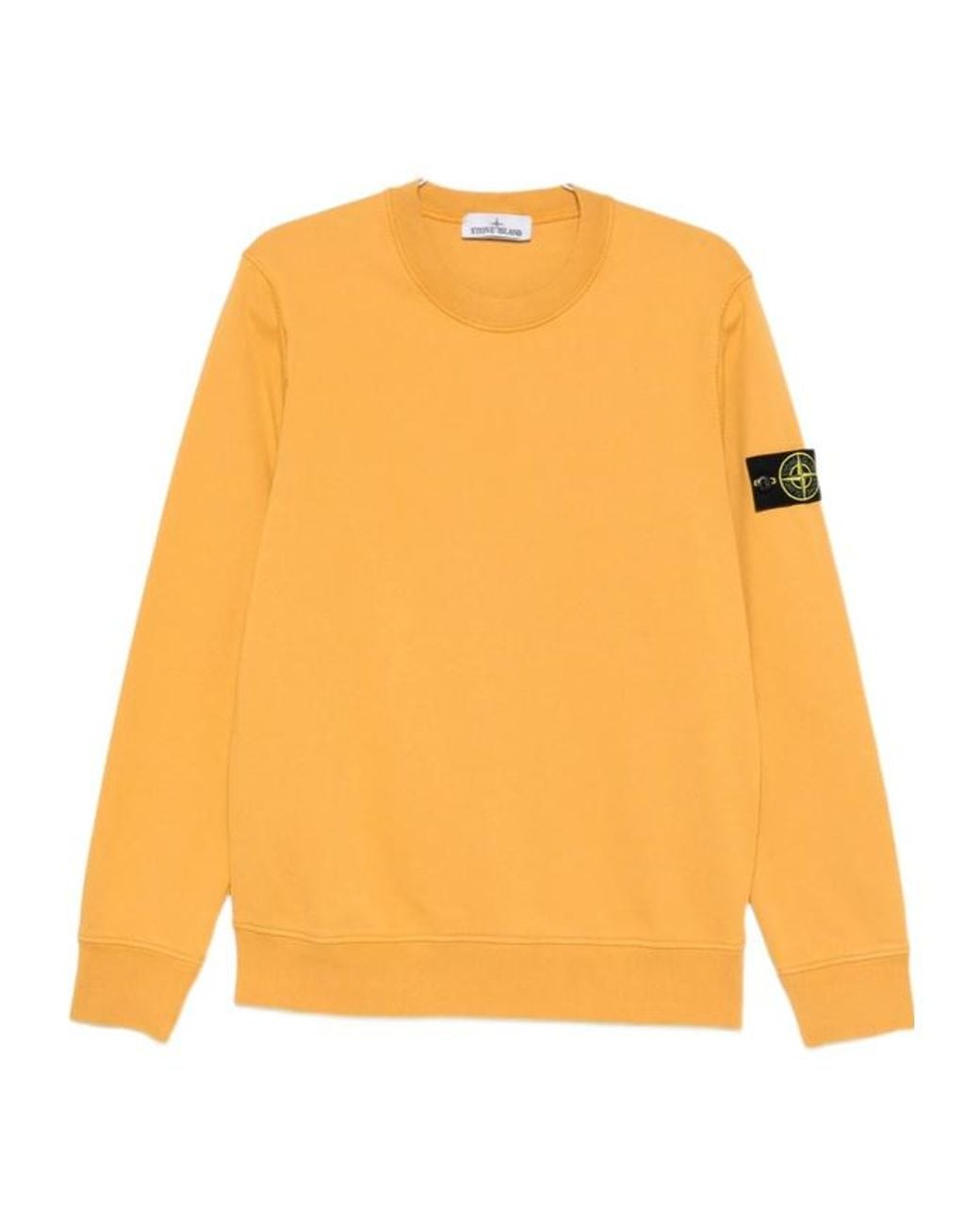 Stone Island Orange Logo Patch Crewneck Sweatshirt for men