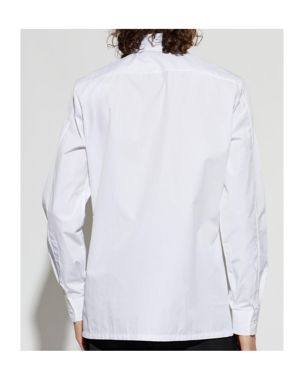 Givenchy White Logo Embroidered Long-Sleeved Shirt for men