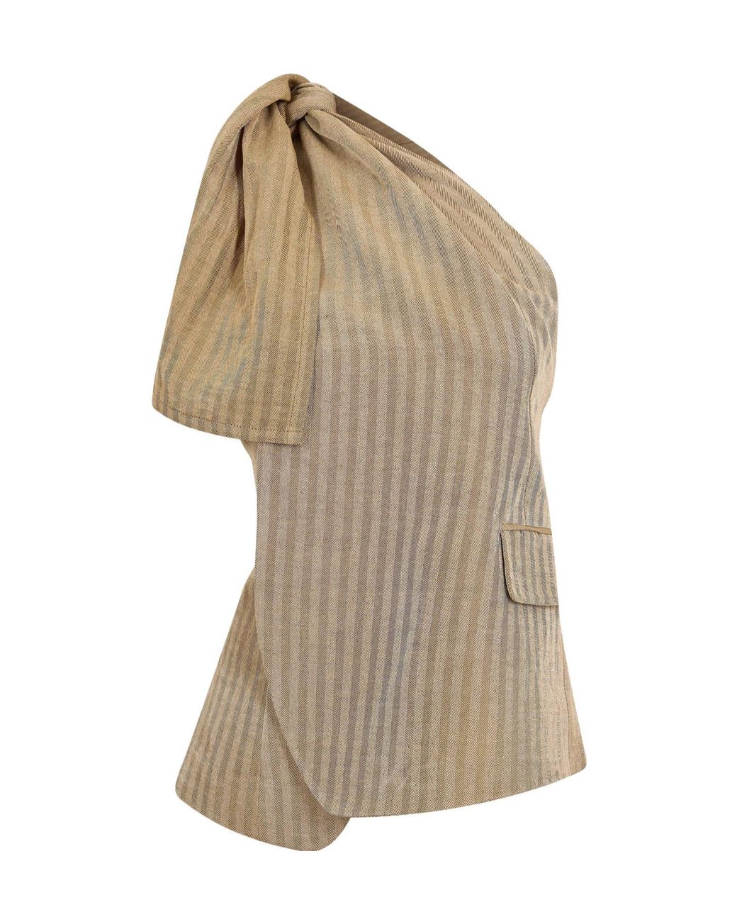 Uma Wang Natural Striped One-Shoulder Top